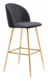 41" Black And Gold Steel Low Back Bar Height Bar Chair With Footrest