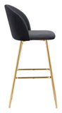 41" Black And Gold Steel Low Back Bar Height Bar Chair With Footrest