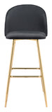 41" Black And Gold Steel Low Back Bar Height Bar Chair With Footrest