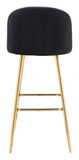 41" Black And Gold Steel Low Back Bar Height Bar Chair With Footrest