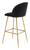 41" Black And Gold Steel Low Back Bar Height Bar Chair With Footrest