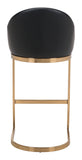 38" Black And Gold Steel Low Back Bar Height Chair With Footrest