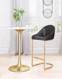 38" Black And Gold Steel Low Back Bar Height Chair With Footrest