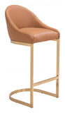 38" Tan And Gold Steel Low Back Bar Height Chair With Footrest