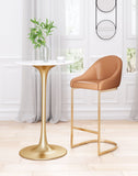 38" Tan And Gold Steel Low Back Bar Height Chair With Footrest