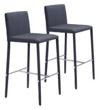 Set Of Two 35" Black Steel Low Back Counter Height Bar Chairs With Footrest