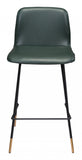 37" Green Faux Leather and Black Counter Height Bar Chair With Footrest