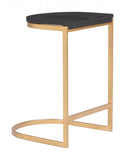 Set Of Two 24" Black And Gold Steel Swivel Backless Counter Height Bar Chairs With Footrest