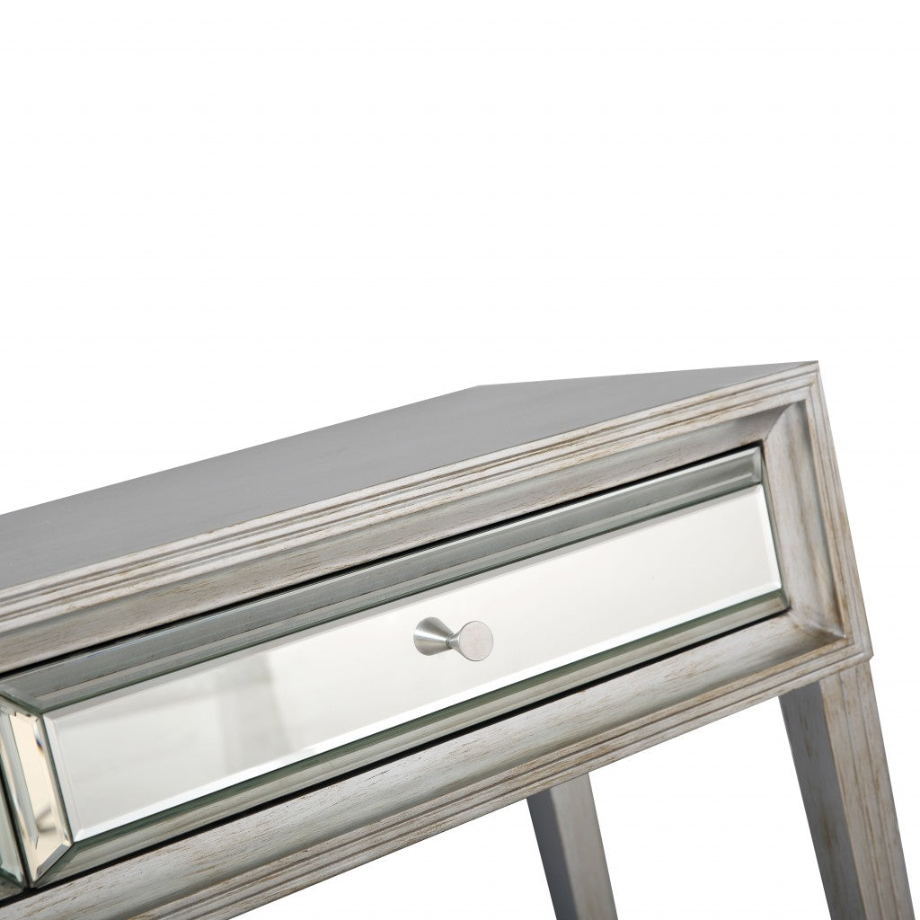 Antiqued Silver Finish Console Table