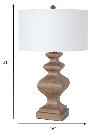 Set of 2 Soft Brown Curvy Table Lamps