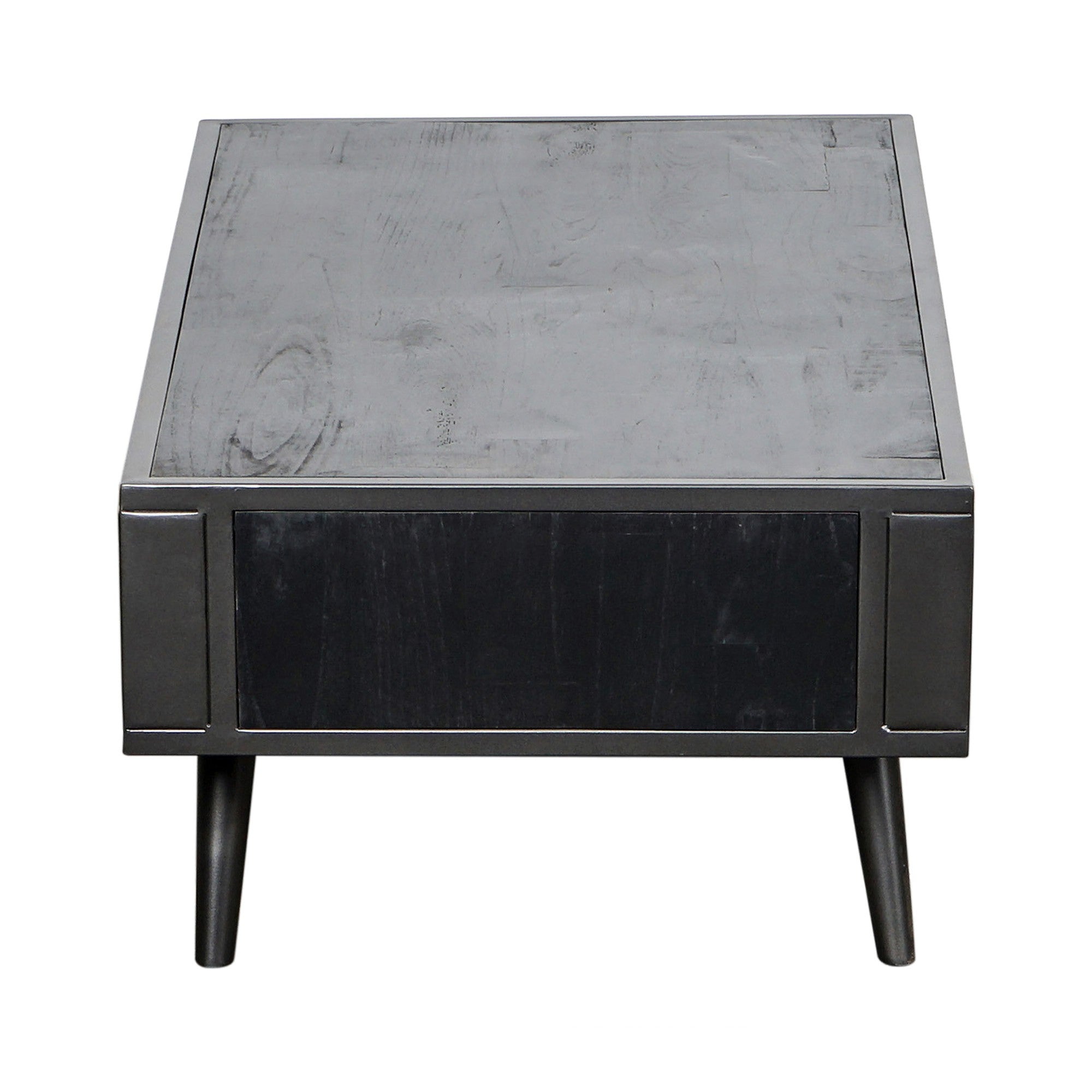 47" Black with Iron Coffee Table With Shelf