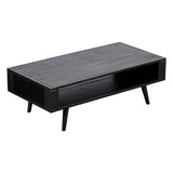 47" Black with Iron Coffee Table With Shelf