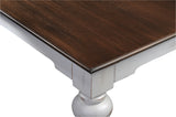 39" Classic White And Brown Manufactured Wood And Solid Wood Square Coffee Table