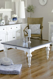 39" Classic White And Brown Manufactured Wood And Solid Wood Square Coffee Table