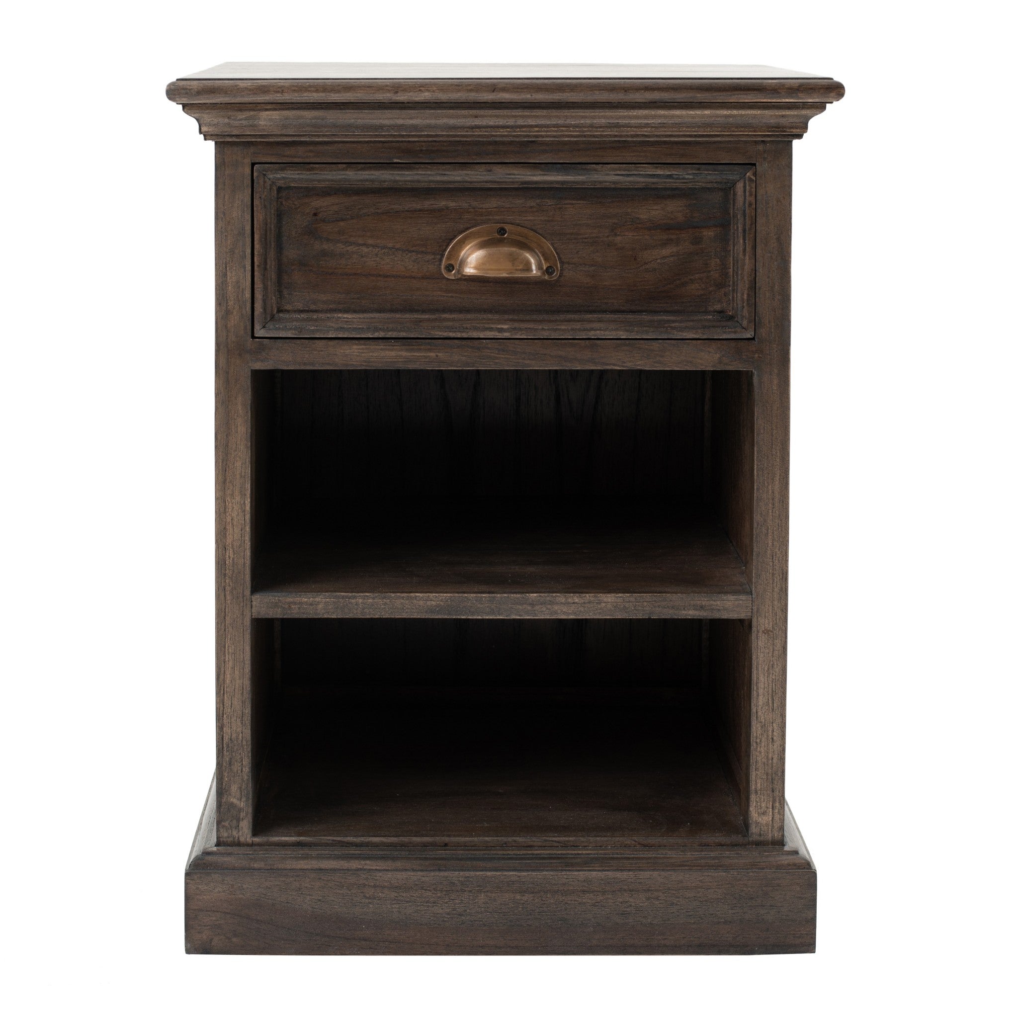 Black Wash Nightstand With Shelves