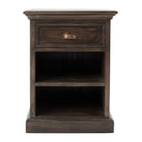 Black Wash Nightstand With Shelves
