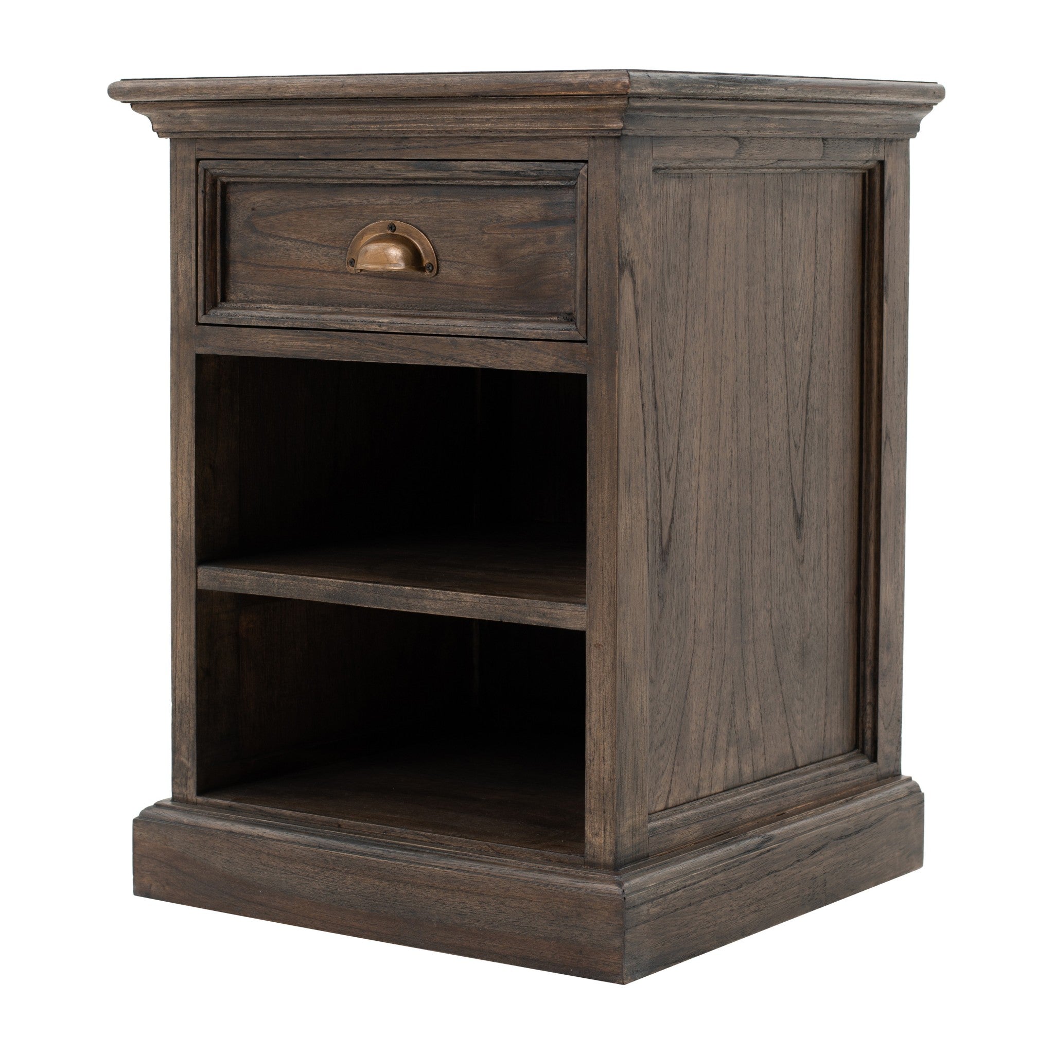 Black Wash Nightstand With Shelves