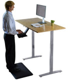 Gray and Natural Bamboo Dual Motor Electric Office Adjustable Computer Desk