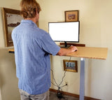 Gray and Natural Bamboo Dual Motor Electric Office Adjustable Computer Desk