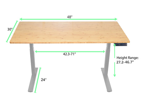 Gray and Natural Bamboo Dual Motor Electric Office Adjustable Computer Desk