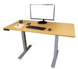 Gray and Natural Bamboo 52" Dual Motor Electric Office Adjustable Computer Desk