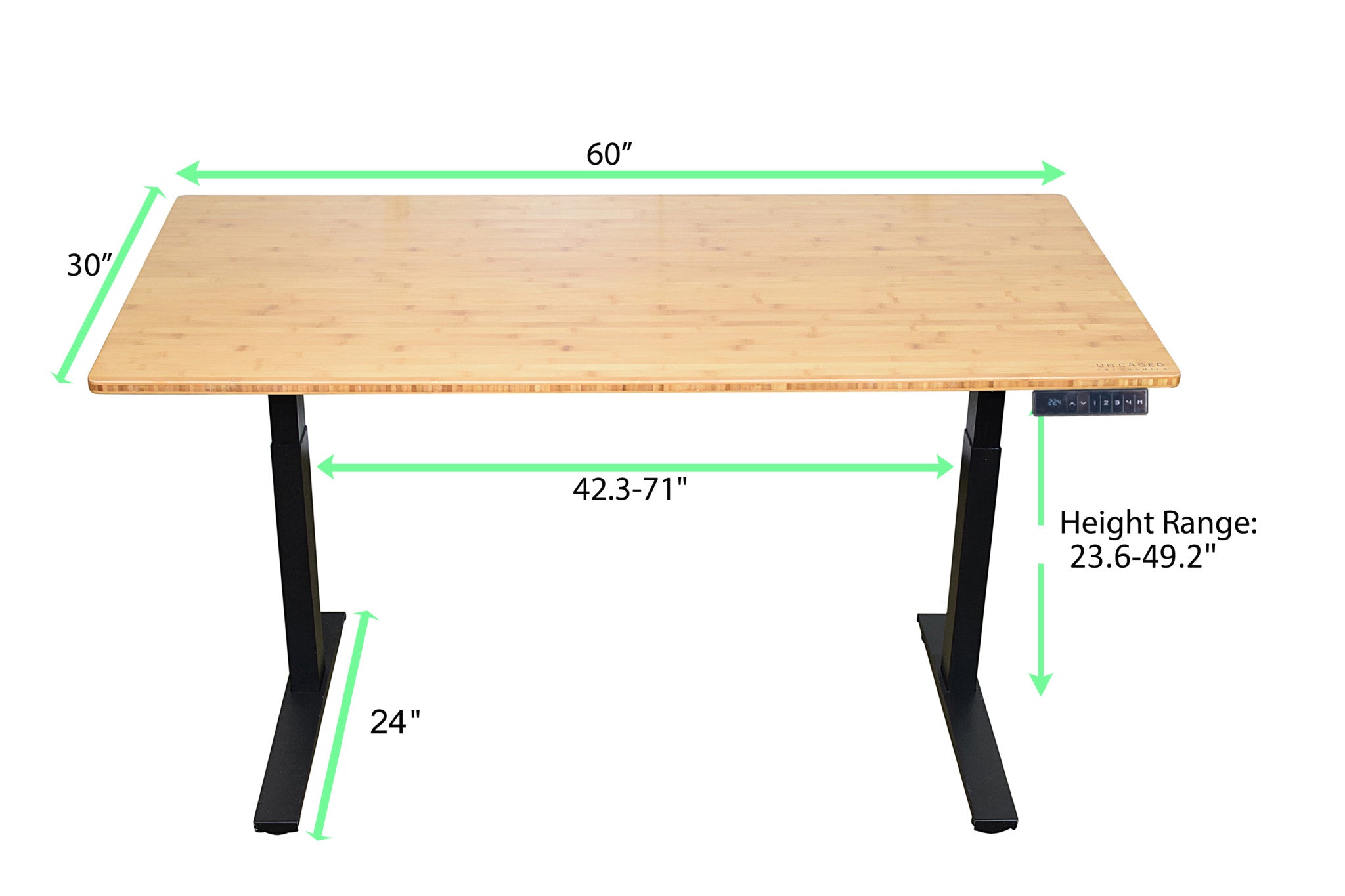 Black and Natural Bamboo 52" Dual Motor Electric Office Adjustable Computer Desk