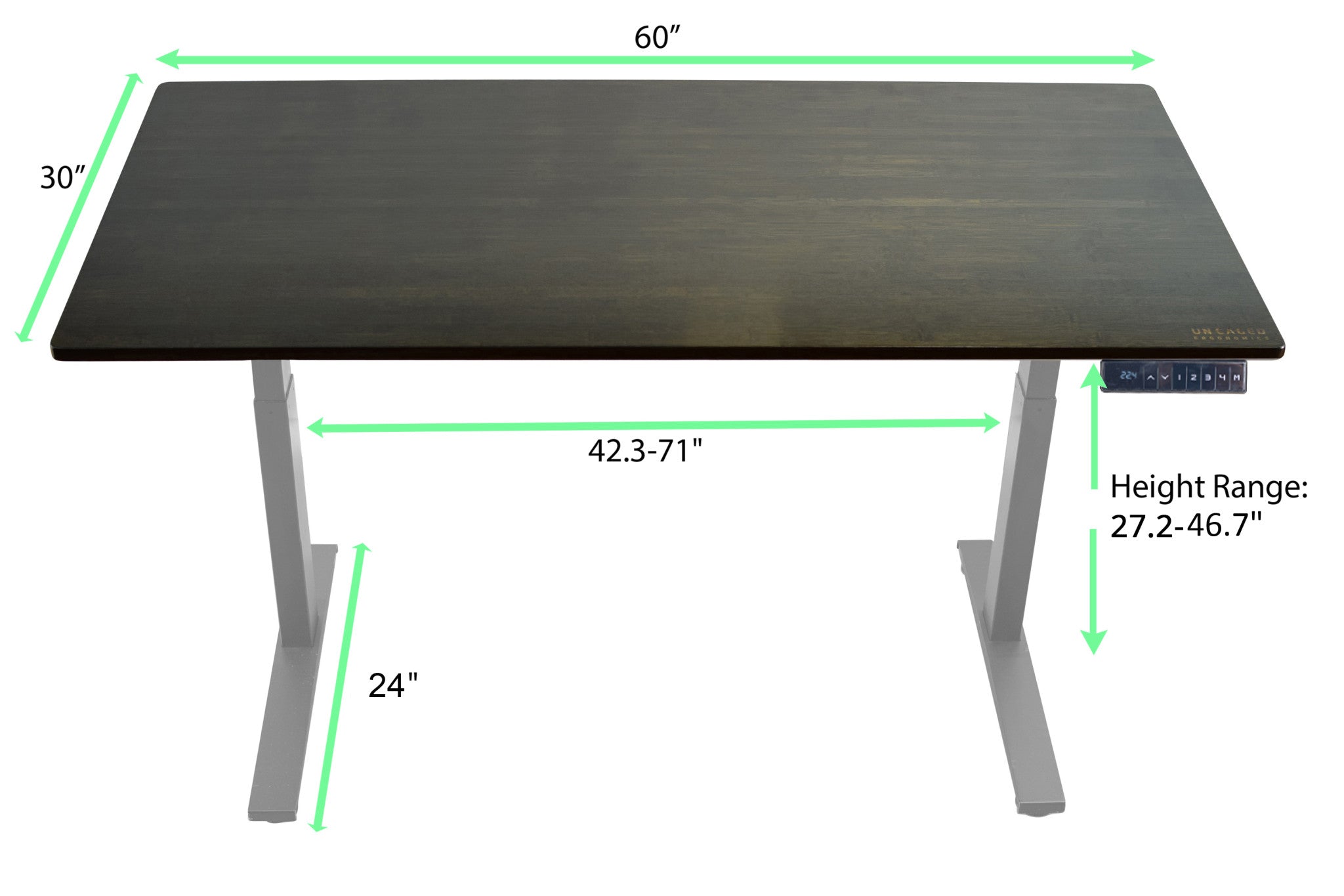 Gray and Black 45" Bamboo Dual Motor Electric Office Adjustable Computer Desk