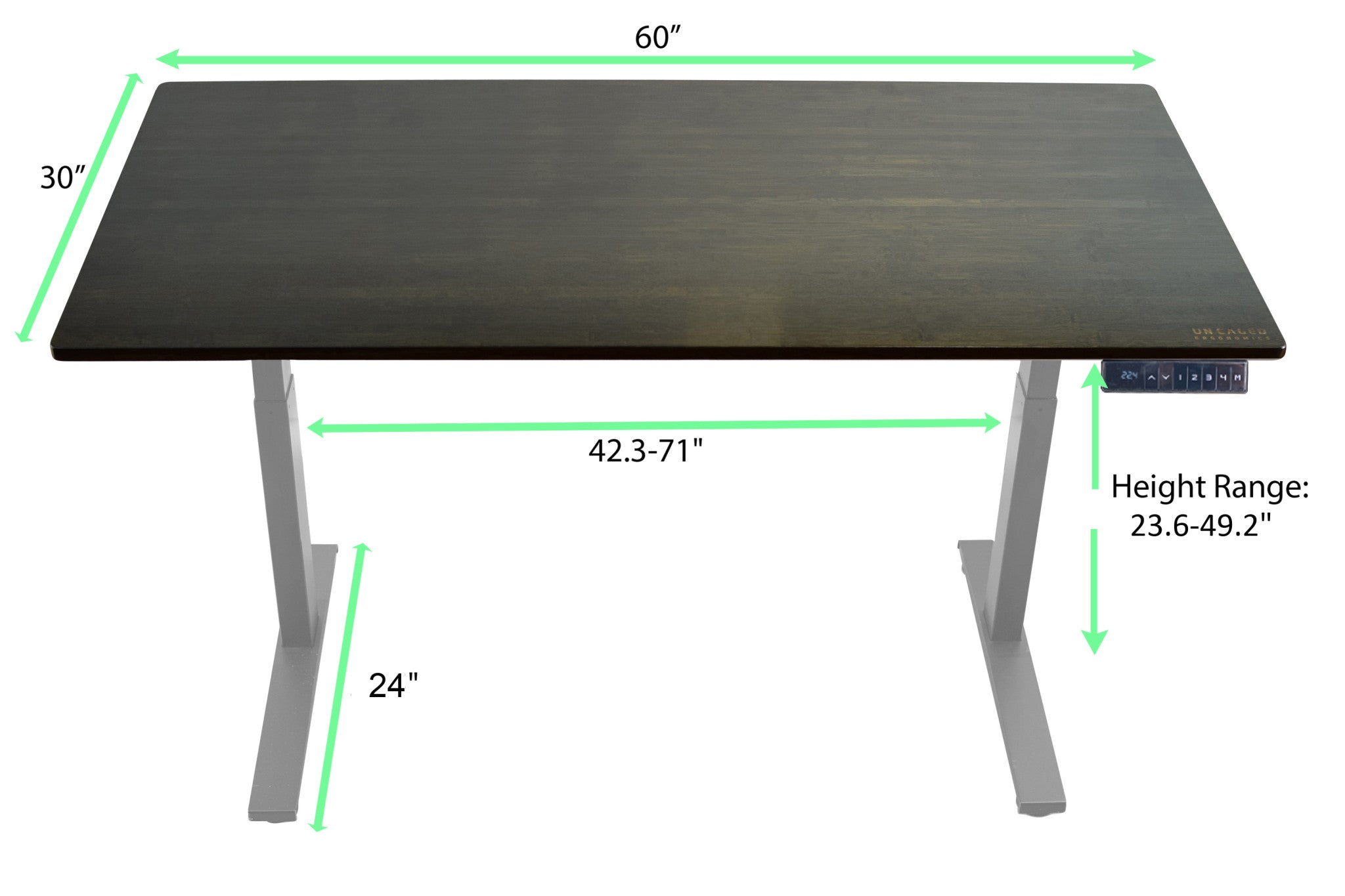 Gray and Black 52" Bamboo Dual Motor Electric Office Adjustable Computer Desk