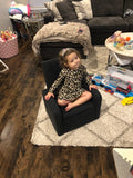 Kids Black Comfy Upholstered Recliner Chair with Storage