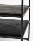 55" Modern Rustic Wood and Black Metal Open TV Stand