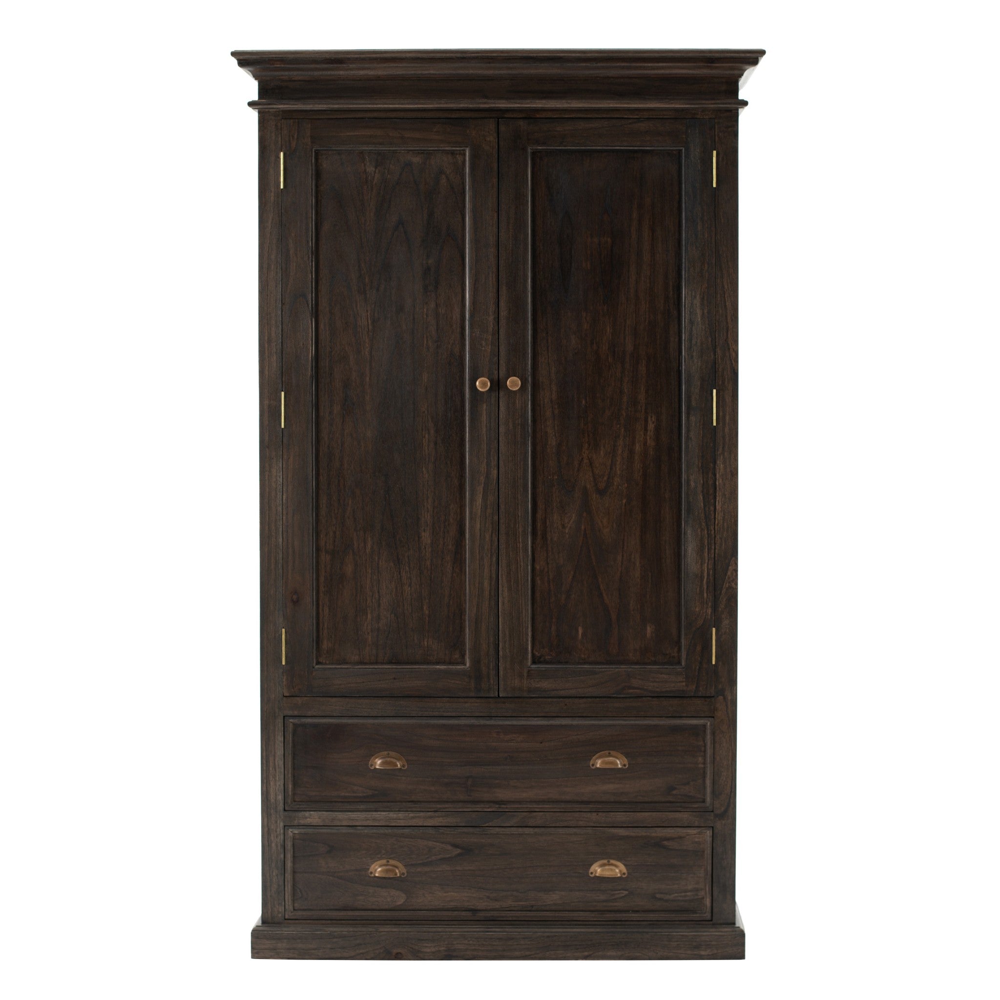 43" Dark Brown Standard Wardrobe With Three Shelves And Two Drawers