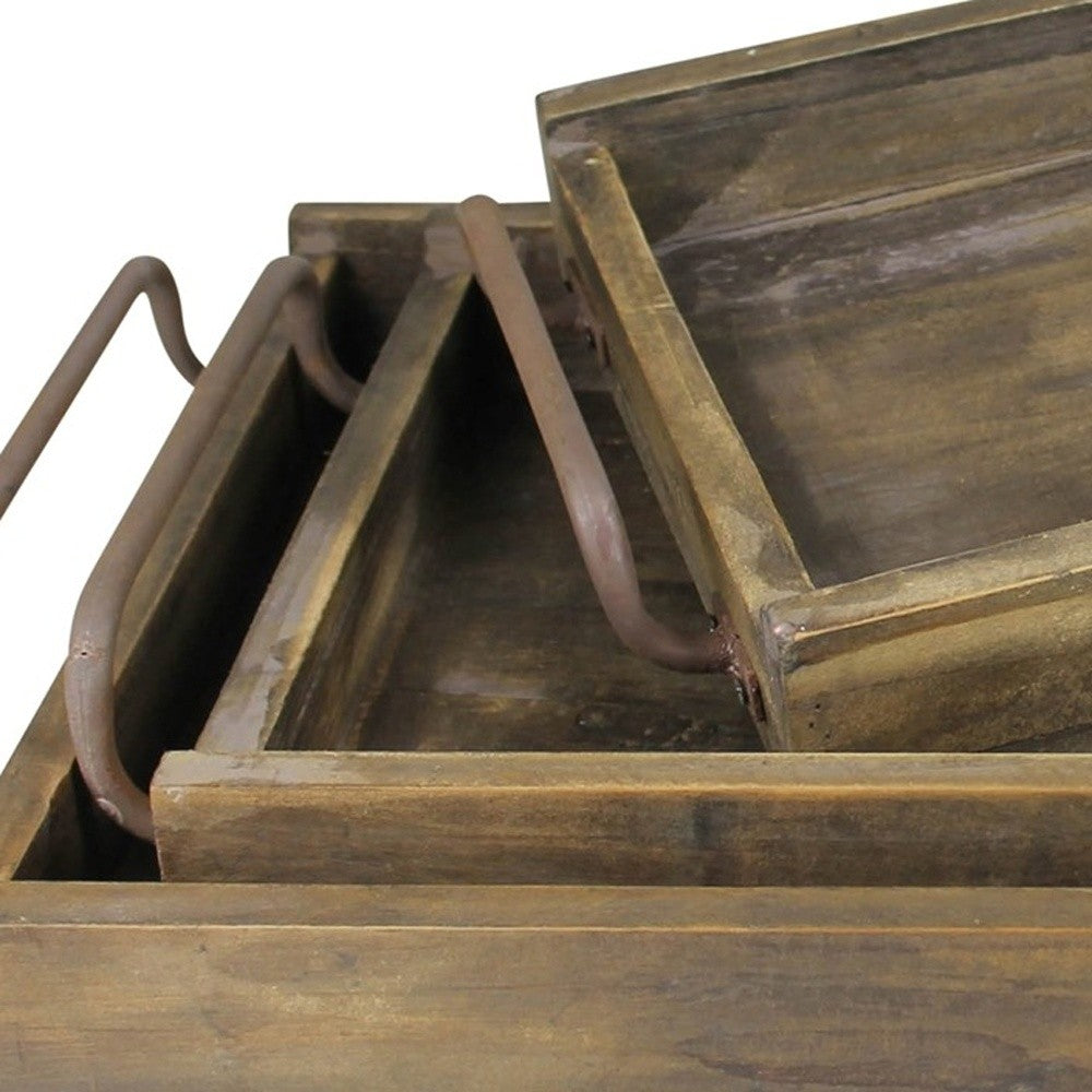 Set of Three Wooden Trays