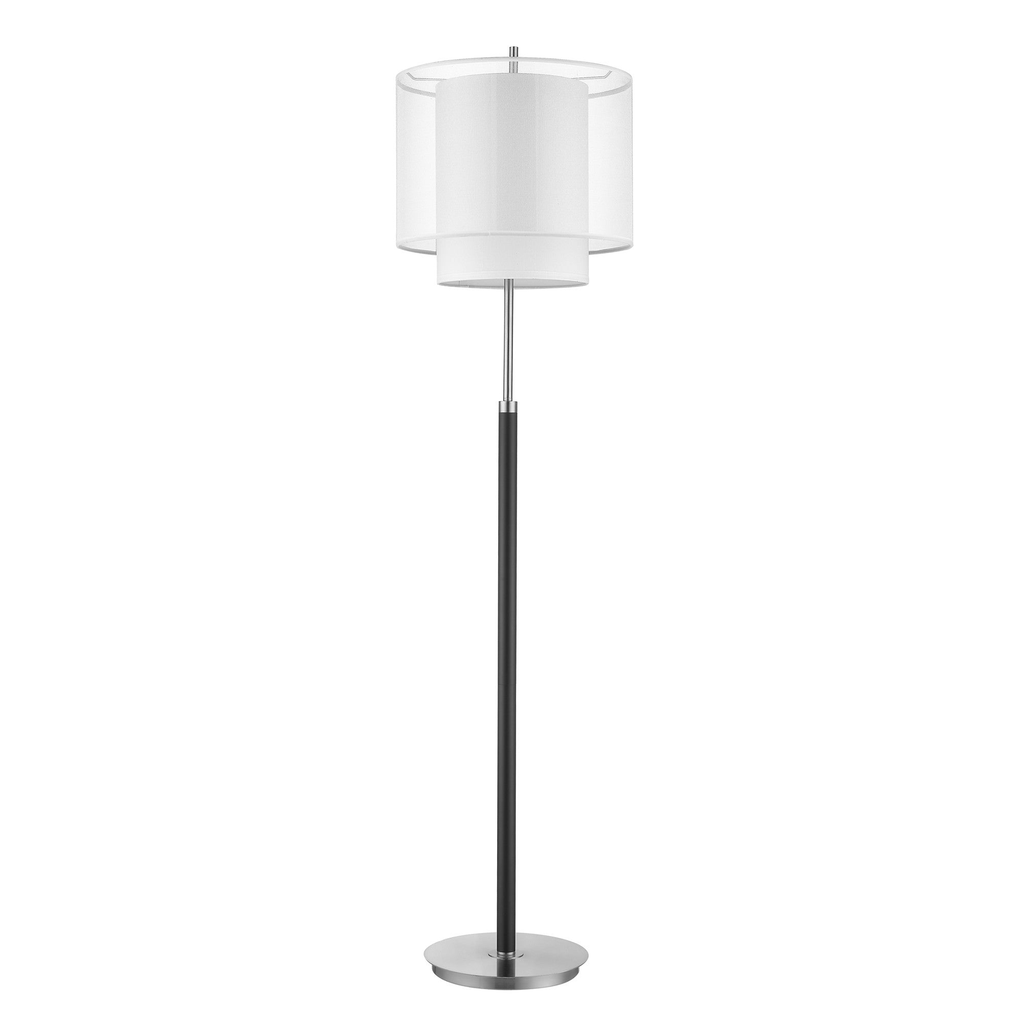 62" Chrome Traditional Shaped Floor Lamp With White Drum Shade