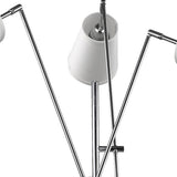 76" Chrome Two Light Tree Floor Lamp With White Cone Shade