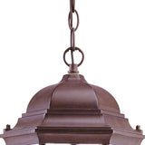 Three Light Dark Brown Wide Lantern Hanging Light