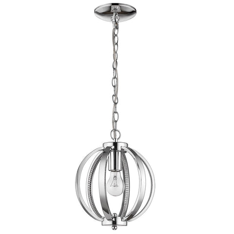 Nevaeh 1-Light Chrome Globe Pendant With Crystal Accents