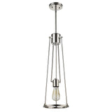 Jade 1-Light Polished Nickel Pendant With Vertical Structural Frames