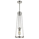 Jade 1-Light Polished Nickel Pendant With Vertical Structural Frames