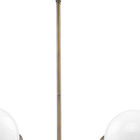 Portsmith 5-Light Raw Brass Chandelier With White Globe Shades