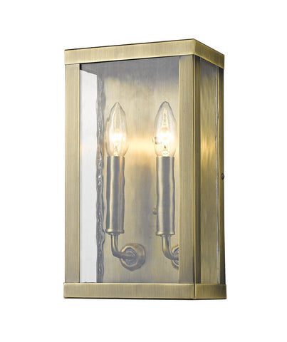 Charleston 2-Light Antique Brass Shadowbox Wall Light (Small)