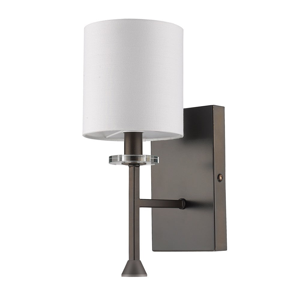 Minimalist Bronze Wall Sconce with Fabric Shade