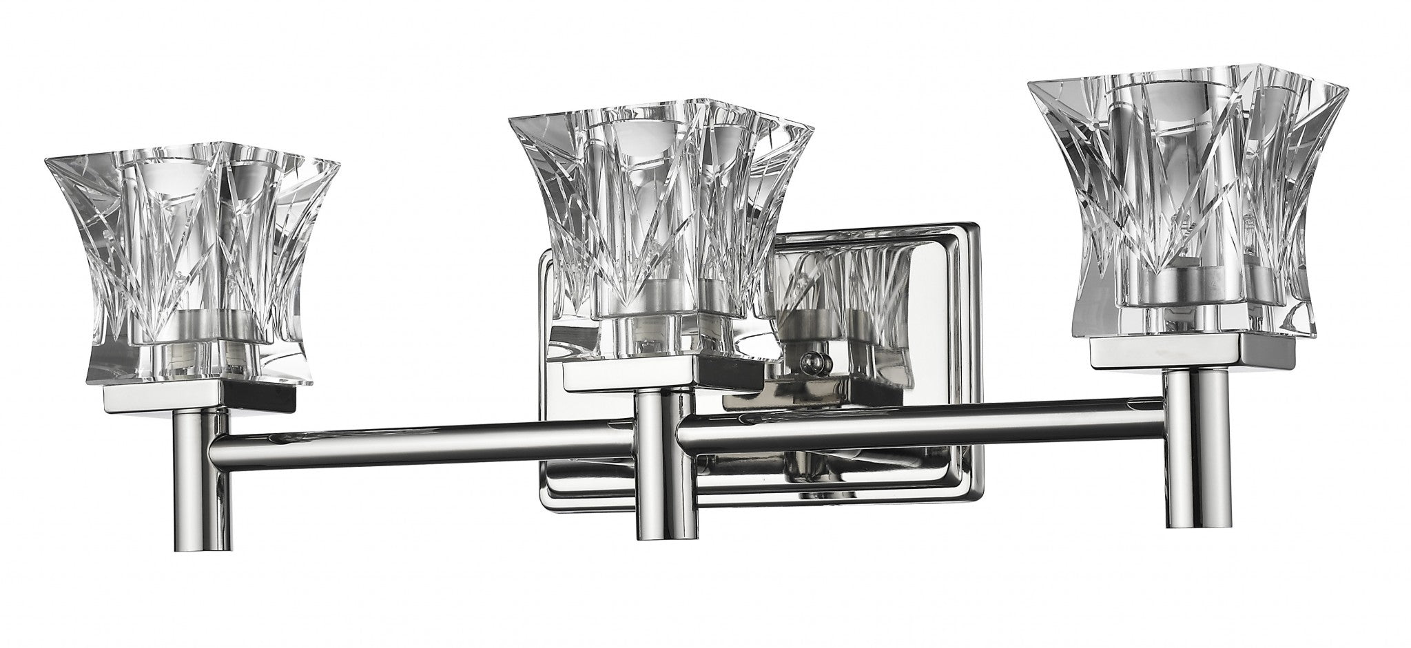 Arabella 3-Light Polished Nickel Sconce With Pressed Crystal Shades