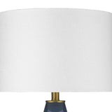 28" Brass Metal Column Table Lamp With White Drum Shade