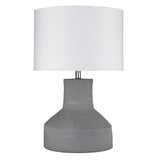 26" Gray Concrete Column Table Lamp With White Drum Shade
