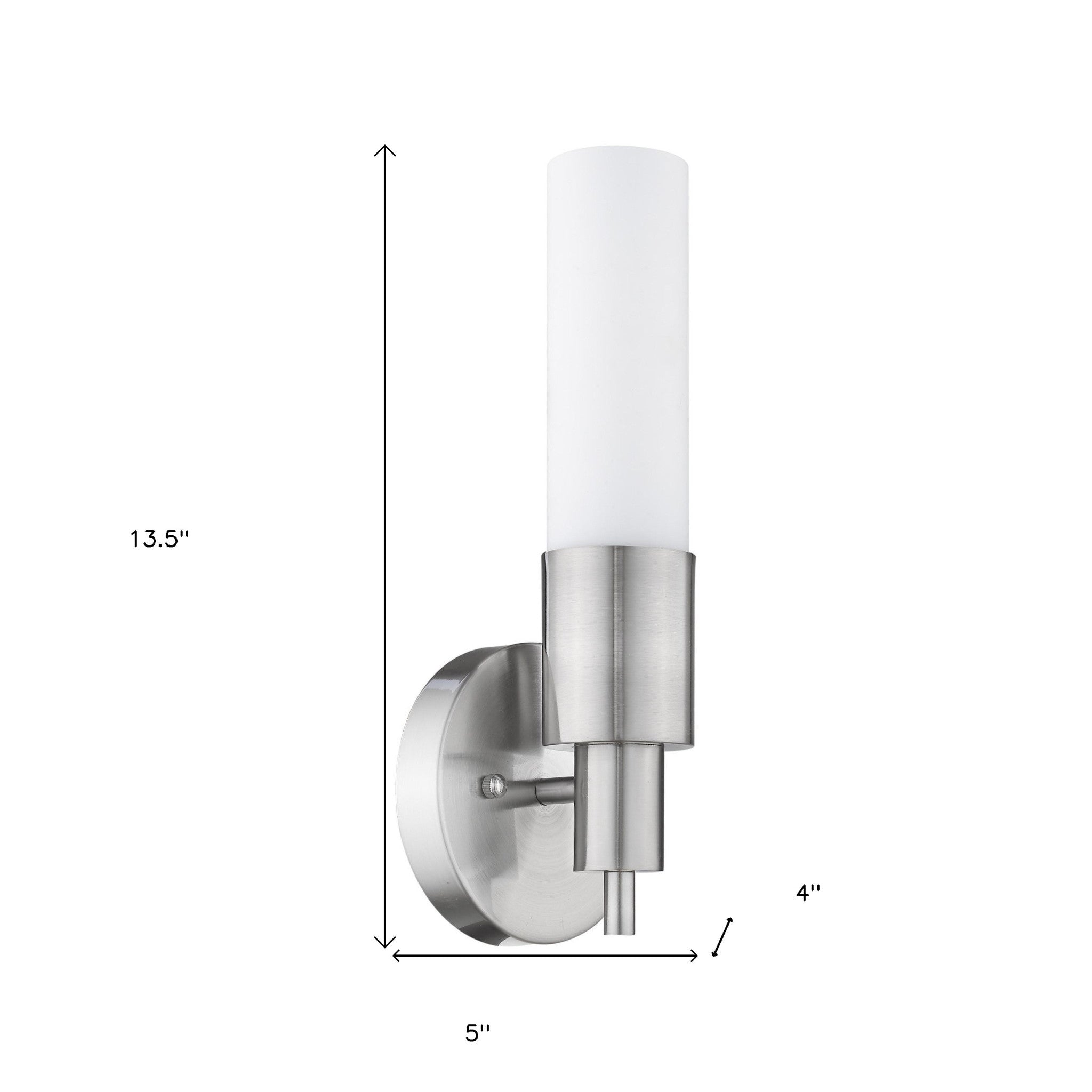 Silver Narrow Wall Light with Frosted Glass Shade