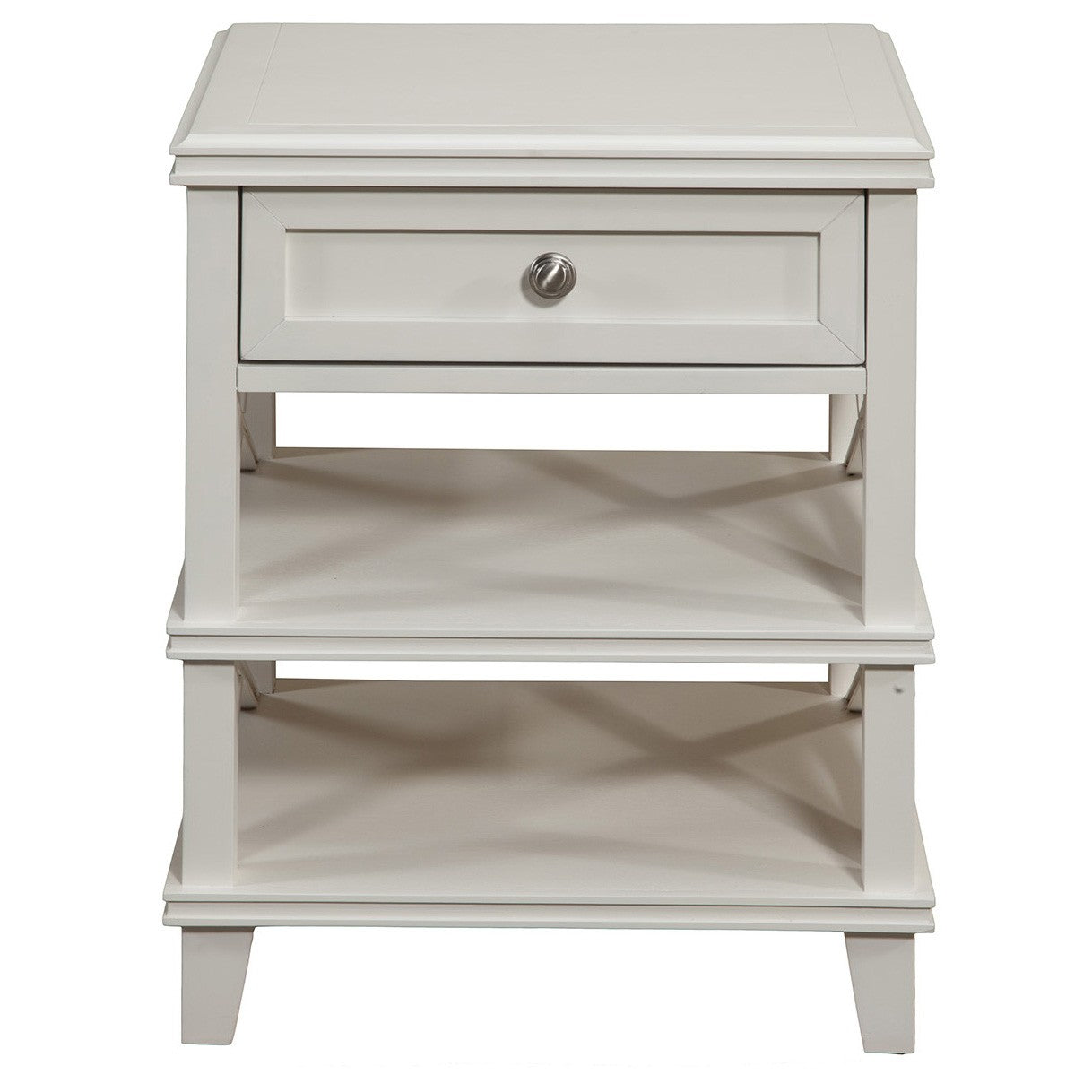 White One Drawer with Shelves Nightstand