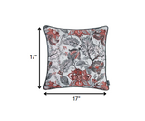 Red and Gray Floral Vines Decorative Throw Pillow