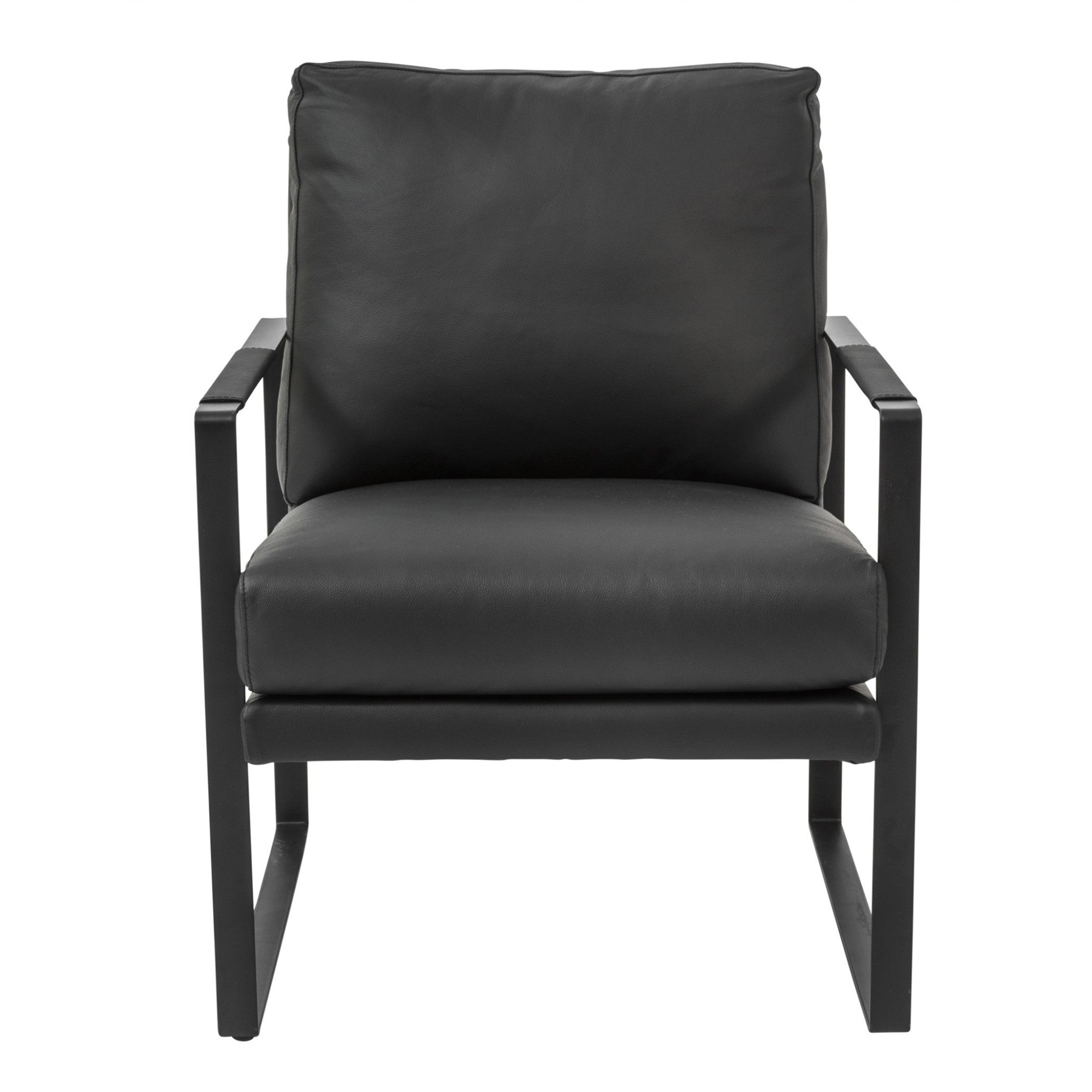 Epitome Black Leather and Black Metal Armchair