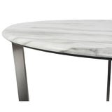 Mod Geo Chrome and White Round Faux Marble Side Table