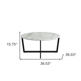 White on Black Faux Marble Round Coffee Table